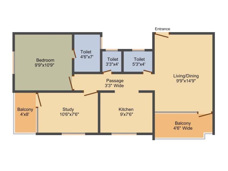 Manas Ashmit Residency (2BHK+2T (810 sq ft) 810 sq ft)