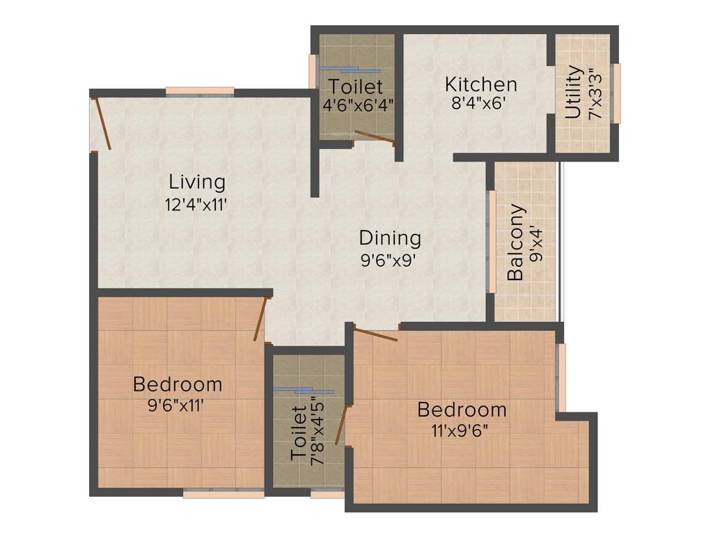 Jain Alpine Meadows (2BHK+2T (957 sq ft) 957 sq ft)
