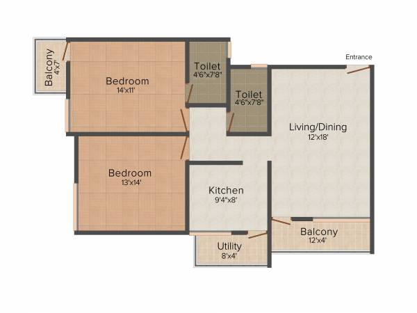Vineyard Chrysolite (2BHK+2T (1,181 sq ft) 1181 sq ft) Vineyard Chrysolite (2BHK+2T (1,181 sq ft) 1181 sq ft)