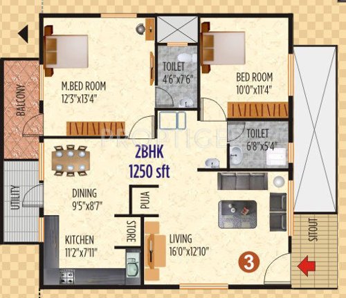 Vaastu Hillview 1 (2BHK+2T (1,250 sq ft) 1250 sq ft)