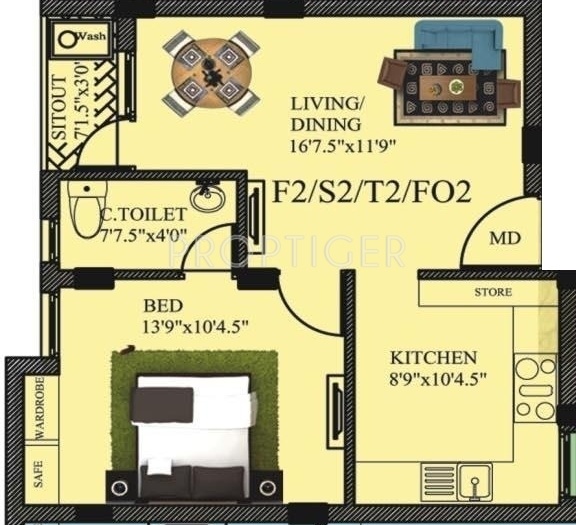 Sri Grand (1BHK+1T (620 sq ft) 620 sq ft) Sri Grand (1BHK+1T (620 sq ft) 620 sq ft)