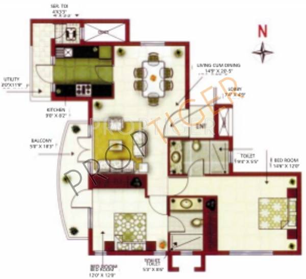 MRG Aahika (2BHK+2T (1,490 sq ft) 1490 sq ft)