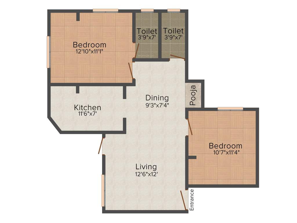 Skyline Promoters Elegance 2BHK+2T (954 sq ft)
