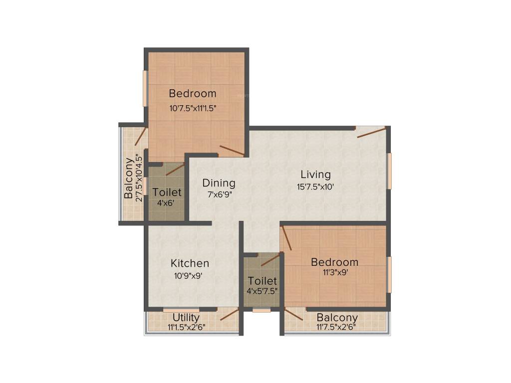 CC Mithila (2BHK+2T (941 sq ft) 941 sq ft)