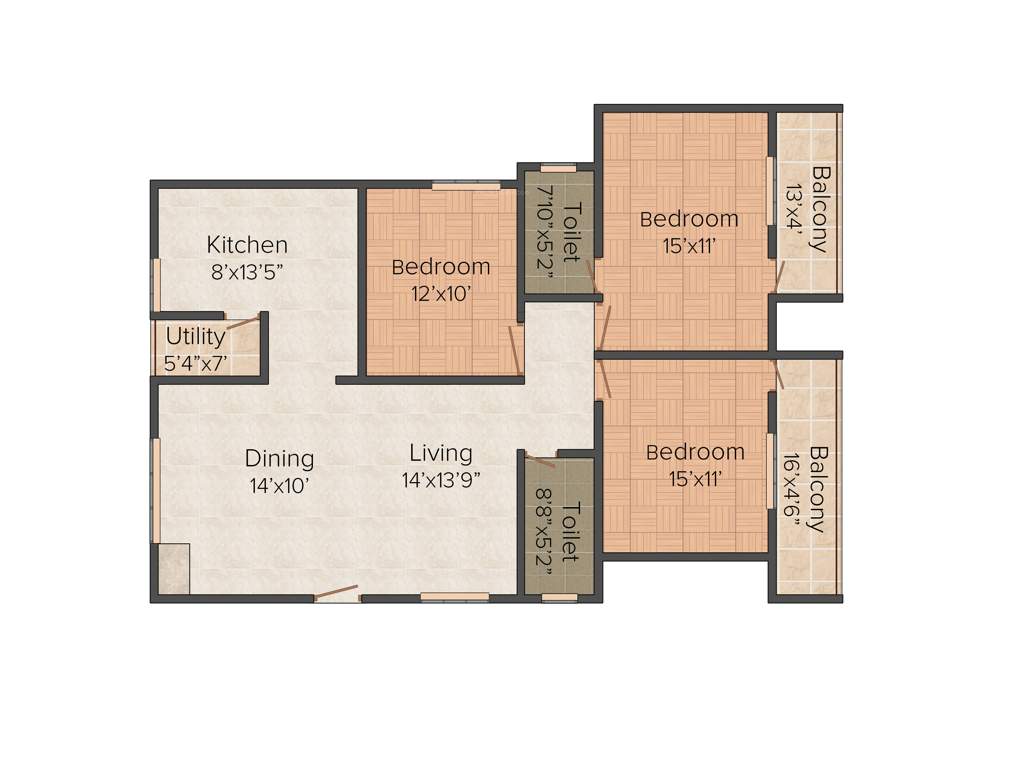 Silicon Elegant Paradise (3BHK+3T (1,458 sq ft) 1458 sq ft)