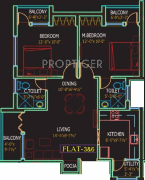 Fifth The Nook (2BHK+2T (896 sq ft)   Pooja Room 896 sq ft)