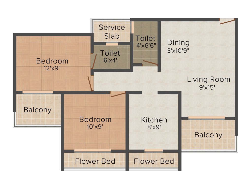 Galaxy Golden Heights (2BHK+2T (1,060 sq ft) 1060 sq ft)