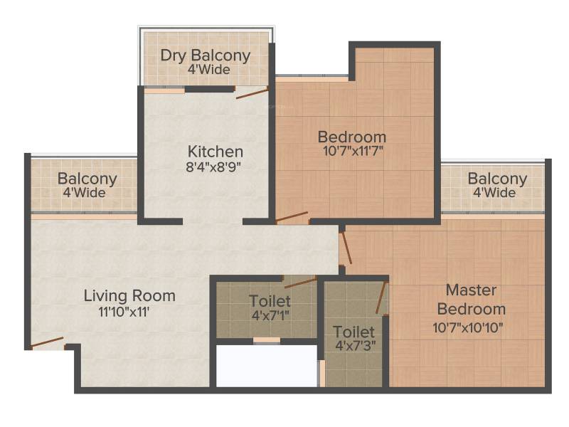 Pushkar Snehangan (2BHK+2T (810 sq ft) 810 sq ft)