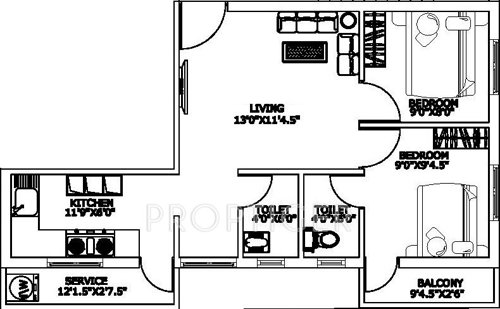 CC Aurovilla (2BHK+2T (648 sq ft) 648 sq ft)