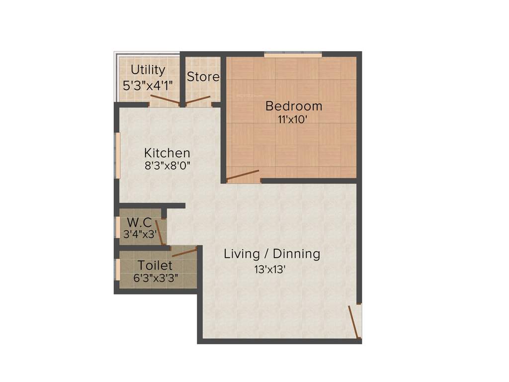 Sangani Samruddhi Residency (1BHK+1T (666 sq ft) 666 sq ft)