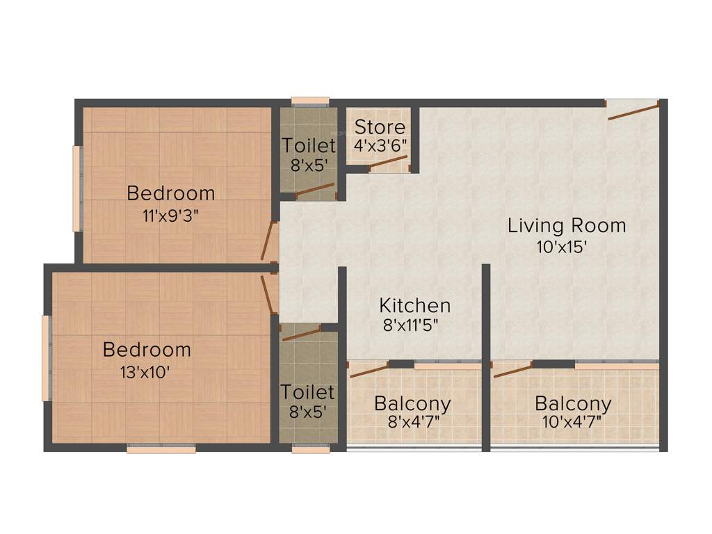 Sangani Samruddhi Residency (2BHK+2T (1,053 sq ft) 1053 sq ft)