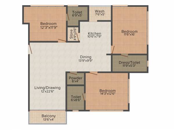 Bakeri Sonnet (3BHK+3T (2,425 sq ft) 2425 sq ft)