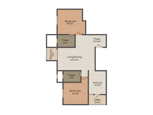 Vikram Vishwas Gardenia (2BHK+2T (1,115 sq ft) 1115 sq ft)