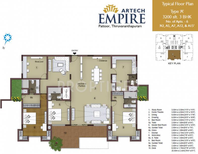 Artech Empire (3BHK+3T (3,200 sq ft) + Study Room 3200 sq ft)