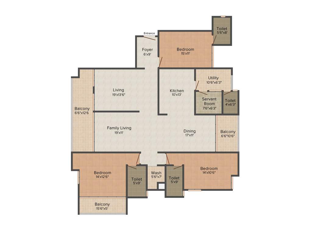 Artech Sanam (3BHK+3T (2,725 sq ft) + Servant Room 2725 sq ft)