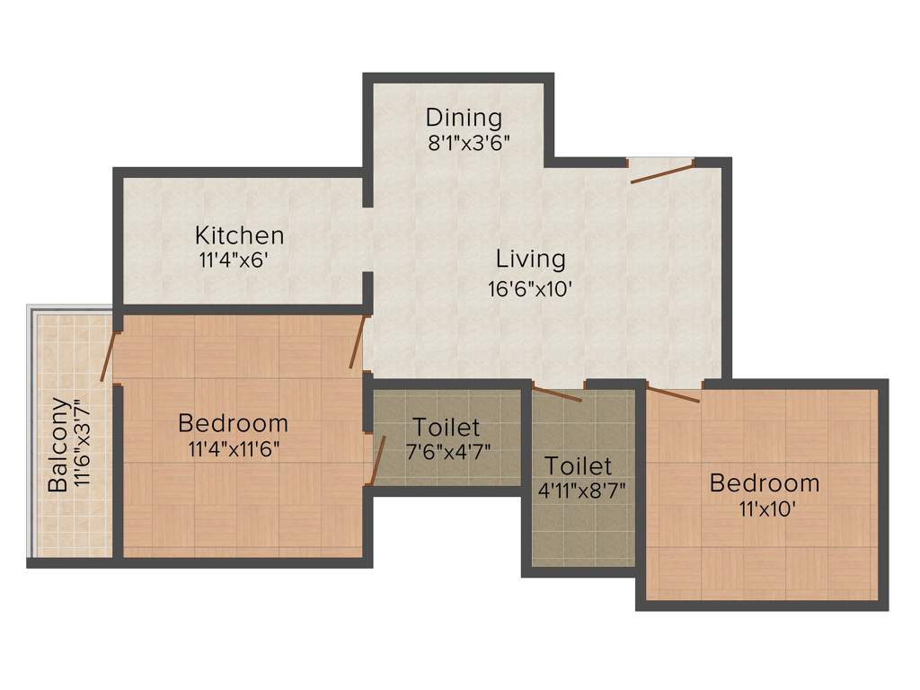 Sudarsan Sudarsan Acres (2BHK+2T (833 sq ft) 833 sq ft)