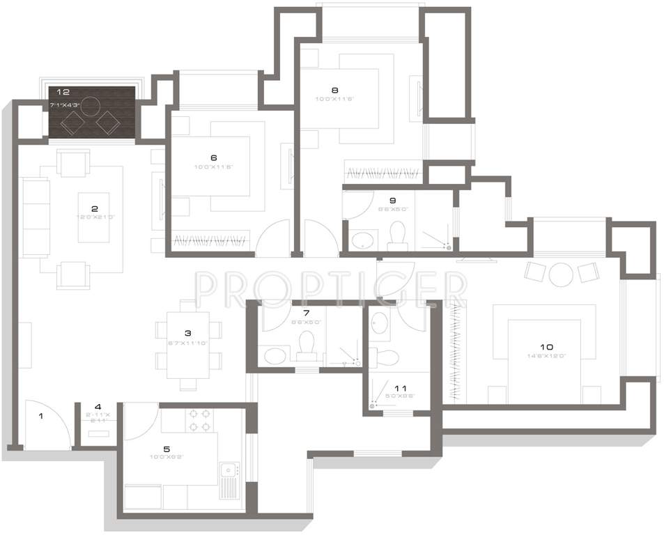 Hiranandani Edina (3BHK+3T (1,445 sq ft) 1445 sq ft)