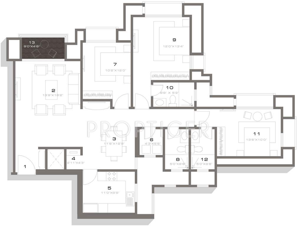 Hiranandani Edina (3BHK+3T (1,695 sq ft) 1695 sq ft)