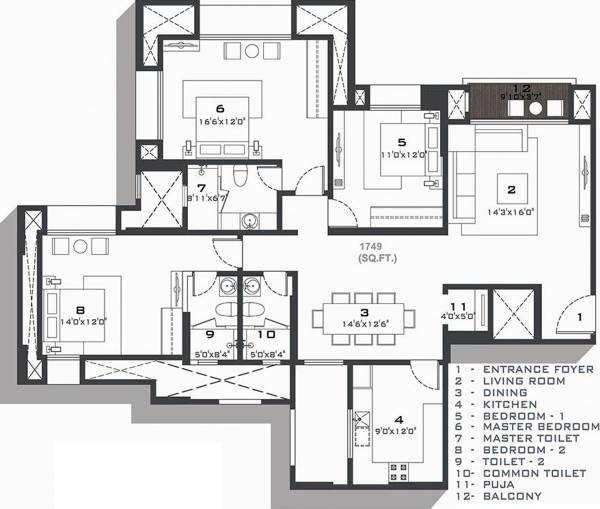 Hiranandani Brentwood (3BHK+3T (1,749 sq ft) Pooja Room 1749 sq ft) Hiranandani Brentwood (3BHK+3T (1,749 sq ft) Pooja Room 1749 sq ft)