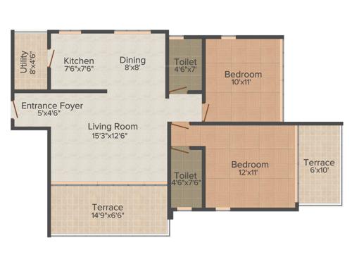 Benchmark Sirocco Grande (2BHK+2T (1,130 sq ft) 1130 sq ft)