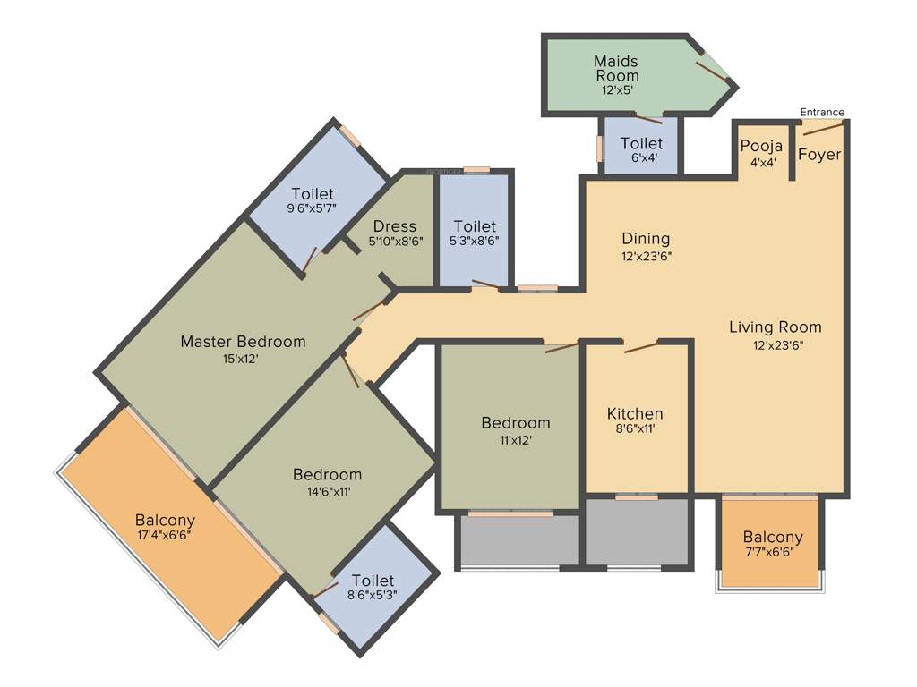 Hiranandani Bayview (3BHK+3T (2,150 sq ft) + Servant Room 2150 sq ft)