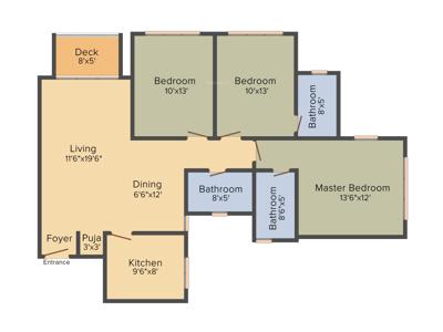 Hiranandani Sinovia (3BHK+3T (1,445 sq ft) + Pooja Room 1445 sq ft) Hiranandani Sinovia (3BHK+3T (1,445 sq ft) + Pooja Room 1445 sq ft)