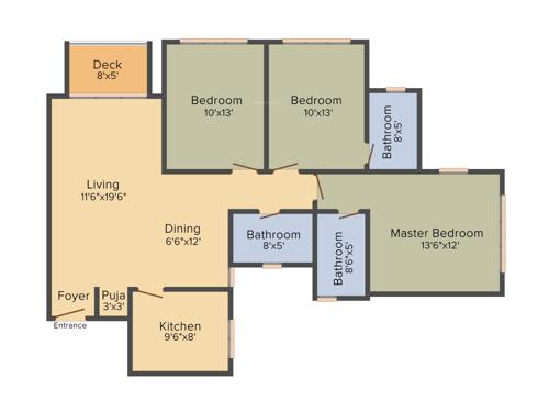 Hiranandani Sinovia (3BHK+3T (1,445 sq ft) + Pooja Room 1445 sq ft) Hiranandani Sinovia (3BHK+3T (1,445 sq ft) + Pooja Room 1445 sq ft)