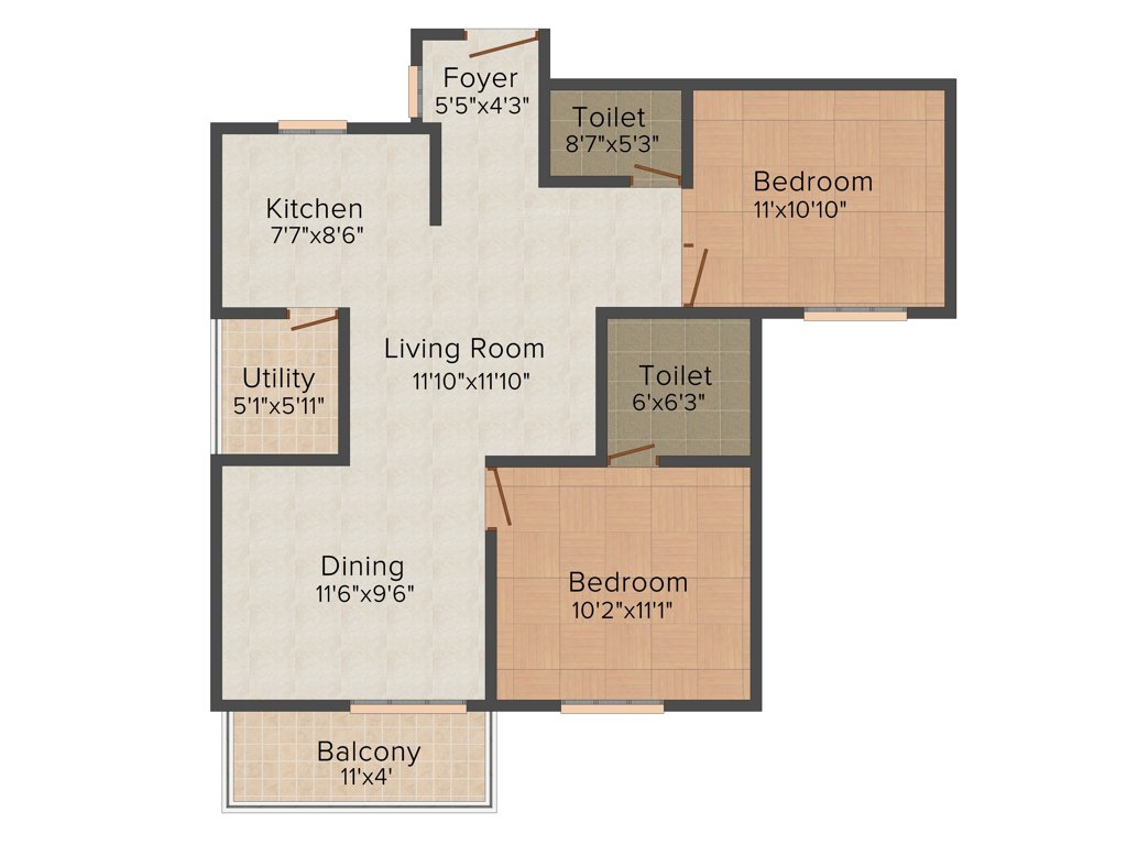Aaspire Meadows (2BHK+2T (1,115 sq ft) 1115 sq ft)