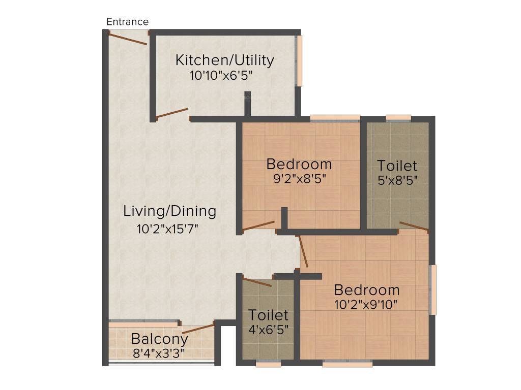 Mohan Raga (2BHK+2T (717 sq ft) 717 sq ft)