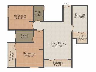 Mohan Raga (2BHK+2T (903 sq ft) 903 sq ft) Mohan Raga (2BHK+2T (903 sq ft) 903 sq ft)