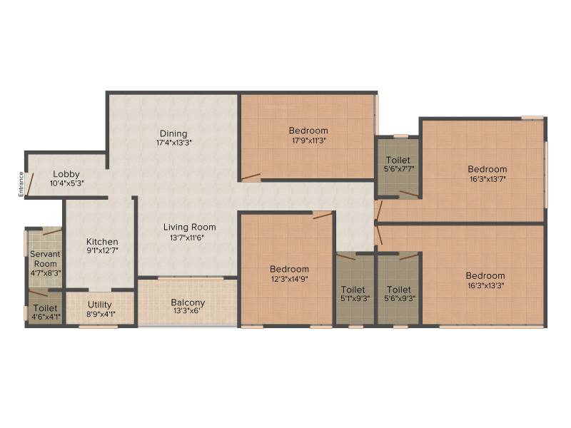 Lancor Cirrus (4BHK+3T (2,575 sq ft)   Servant Room 2575 sq ft)