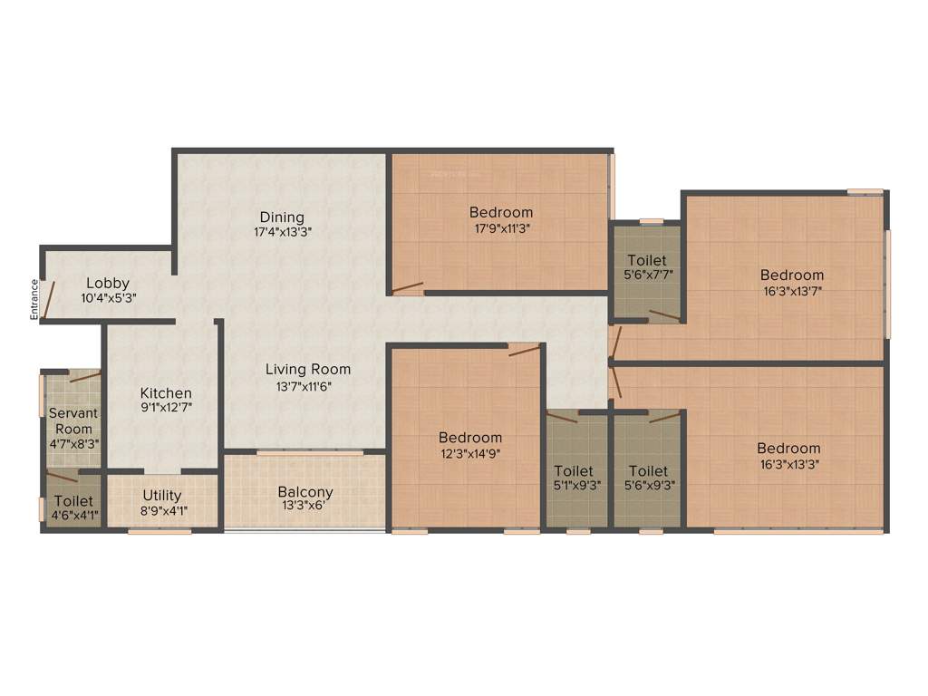 Lancor Cirrus (4BHK+3T (2,575 sq ft)   Servant Room 2575 sq ft)