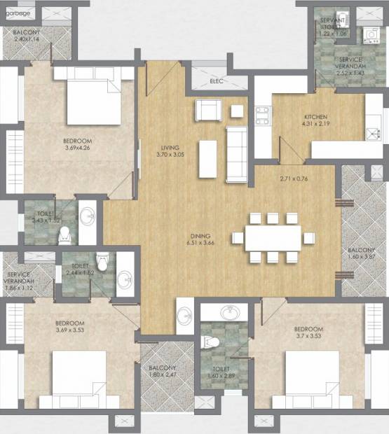 Artech Malathy (3BHK+4T (2,050 sq ft) + Servant Room 2050 sq ft)