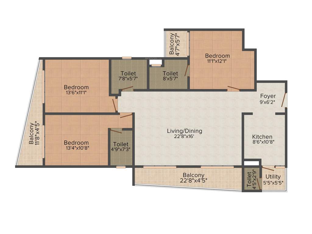 Artech Avantika (3BHK+3T (1,850 sq ft) 1850 sq ft)