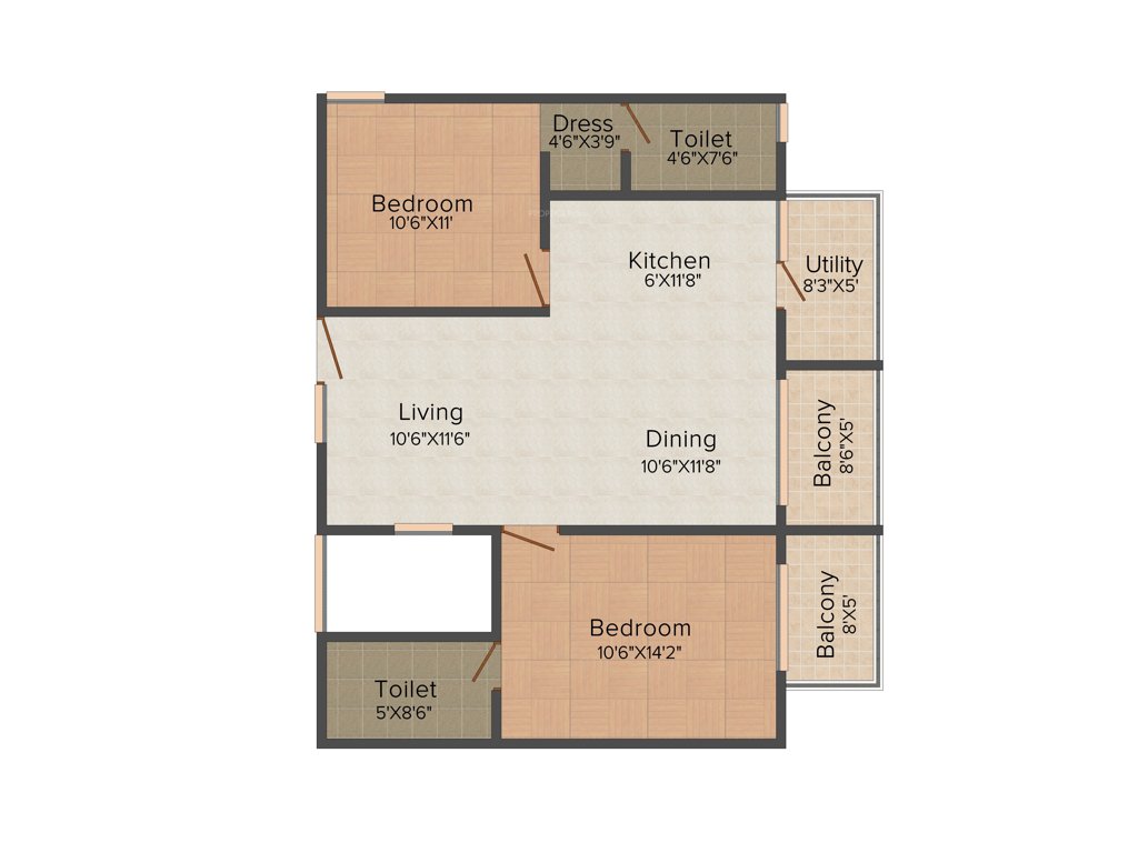 Velpula Orchid (2BHK+2T (1,062 sq ft) 1062 sq ft)