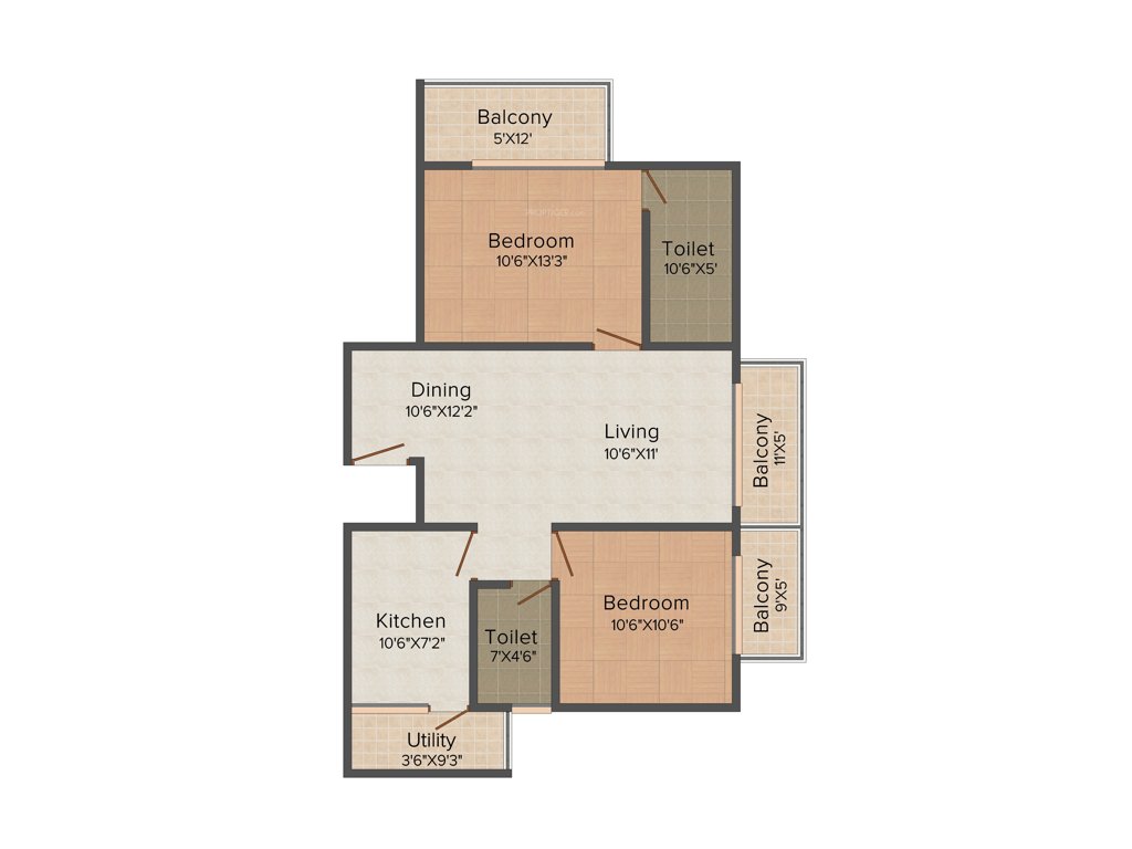 Velpula Orchid (2BHK+2T (1,144 sq ft) 1144 sq ft)