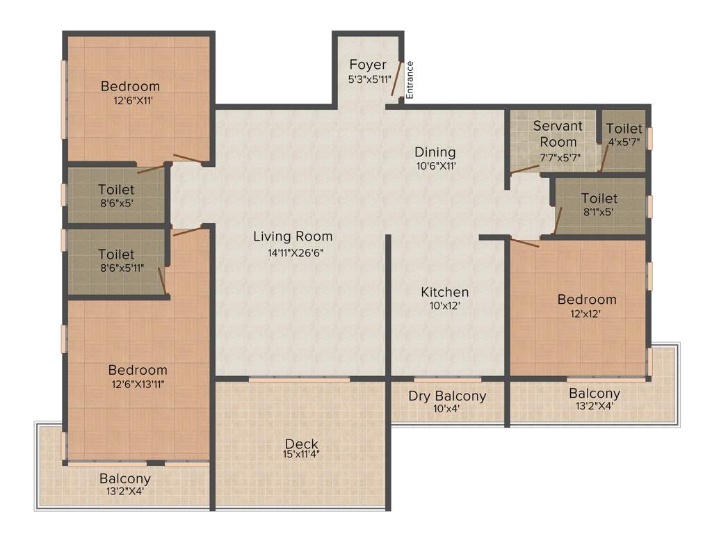 Artech The Address (3BHK+3T (2,100 sq ft) + Servant Room 2100 sq ft)