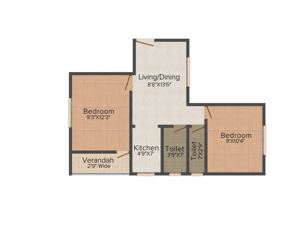 Cancun Sun Plaza (2BHK+2T (692 sq ft) 692 sq ft)