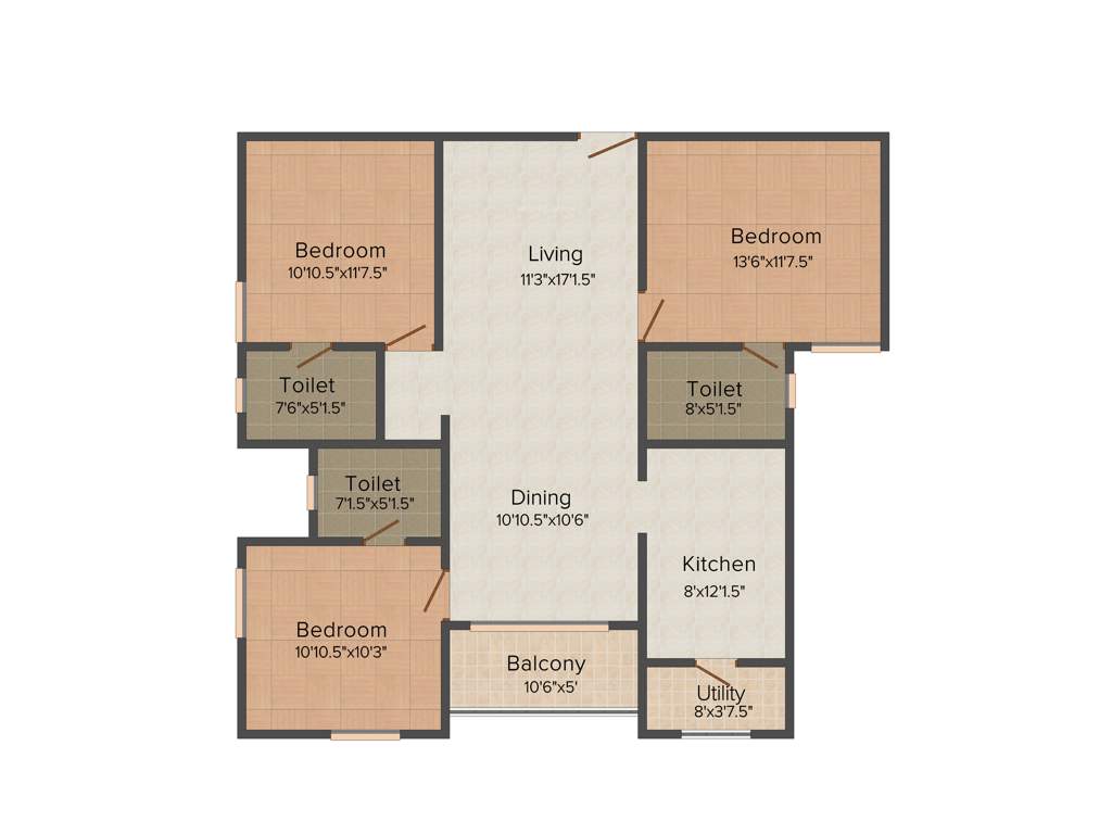Radiance Shine (3BHK+3T (1,464 sq ft) 1464 sq ft)