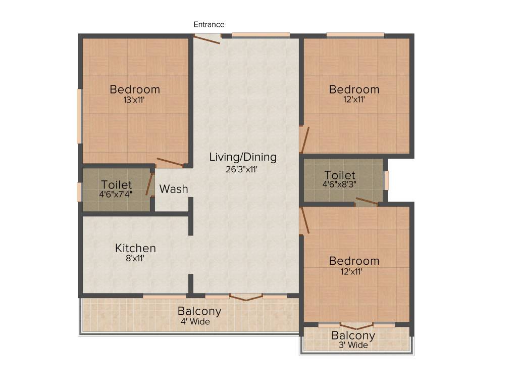 Puja Central (3BHK+3T (2,180 sq ft) 2180 sq ft)