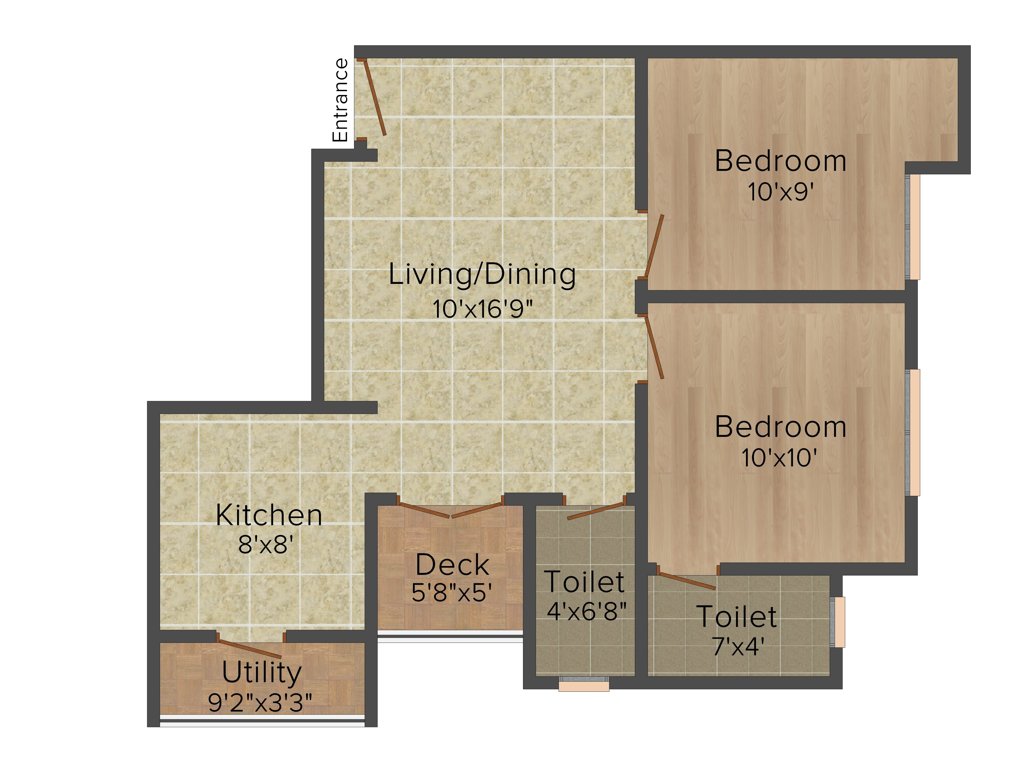 Orchid Springs (2BHK+2T (819 sq ft) 819 sq ft)