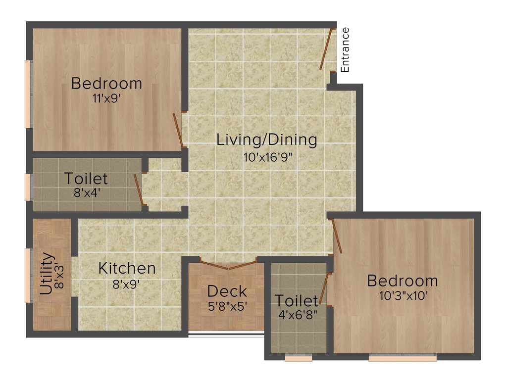 Orchid Springs (2BHK+2T (839 sq ft) 839 sq ft)