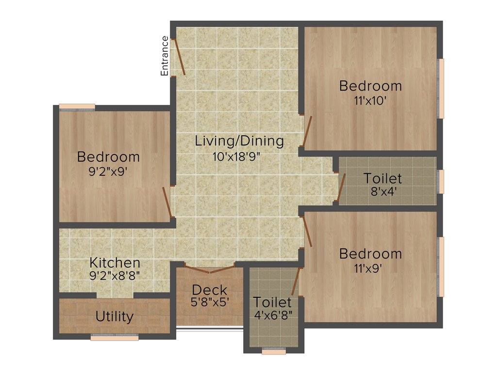 Orchid Springs (3BHK+2T (957 sq ft) 957 sq ft)