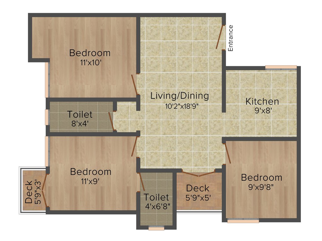 Orchid Springs (3BHK+2T (995 sq ft) 995 sq ft)