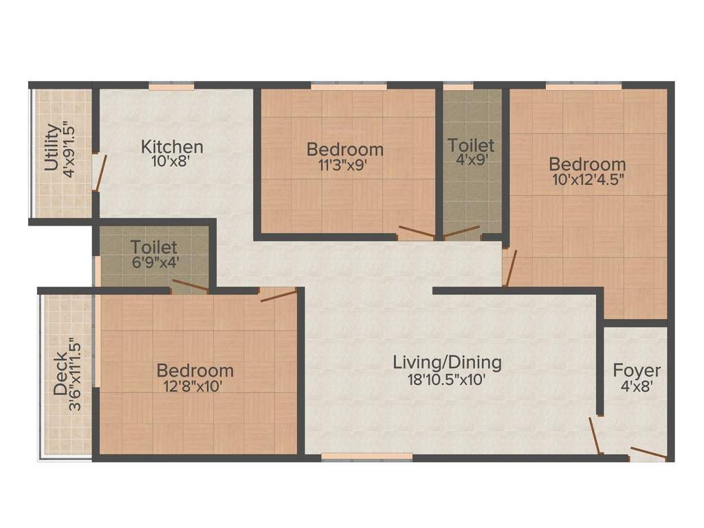 Colorhomes Castle (3BHK+2T (1,199 sq ft) 1199 sq ft)
