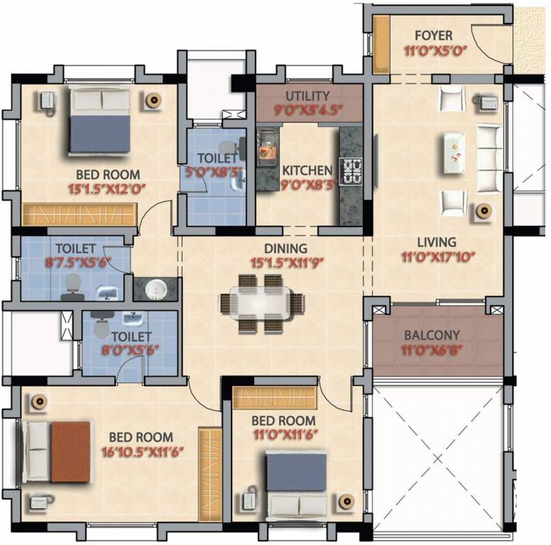 Srivari Vaibhav (3BHK+3T (1,909 sq ft) 1909 sq ft) Srivari Vaibhav (3BHK+3T (1,909 sq ft) 1909 sq ft)