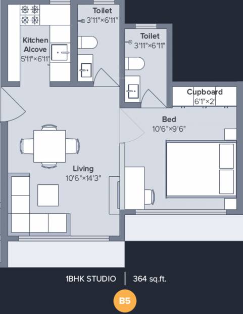Marathon Nexworld (1BHK+2T (364 sq ft) 364 sq ft)
