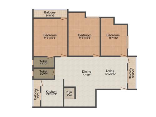 Oyester Sai Sakthi (3BHK+2T (1,591 sq ft)   Pooja Room 1591 sq ft)