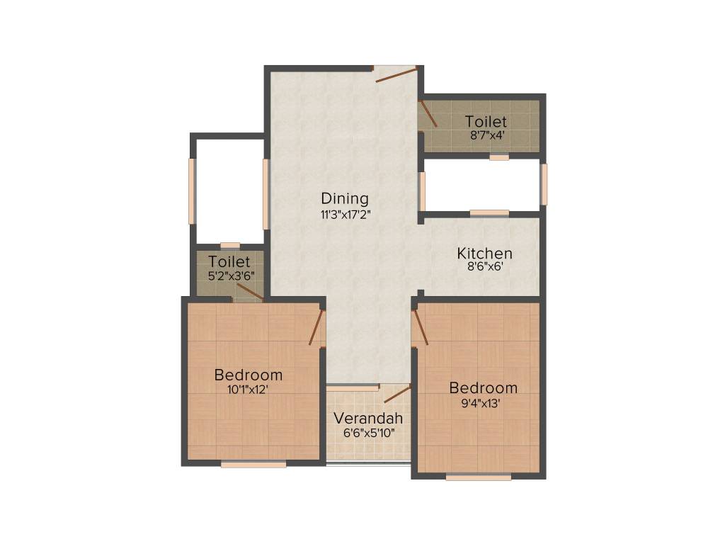 Bumba Damani Enclave (2BHK+2T (873 sq ft) 873 sq ft)