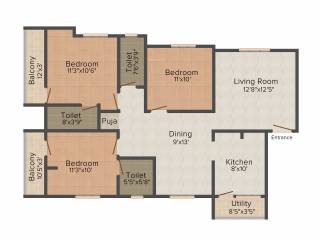 Skyline Promoters Zephyr 3BHK+3T (1,280 sq ft) Skyline Promoters Zephyr 3BHK+3T (1,280 sq ft)